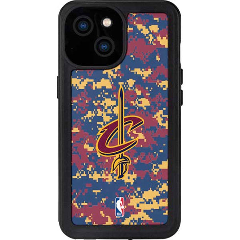 NBA Cleveland Cavaliers Digi Camo iPhone 15 Waterproof Case